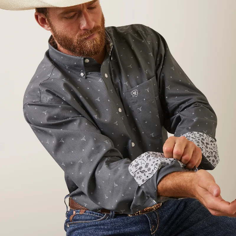 Fresh And Natural ARIAT GRAY LONG HORN LONG SLEEVE SHIRT