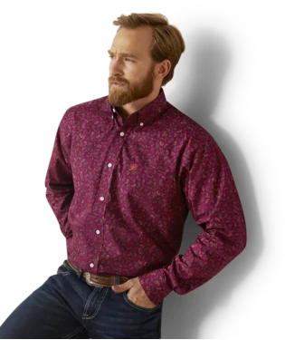 Slim Fit Ariat Mens Wrinkle Free Vernell Classic Fit Long Sleeve Shirt