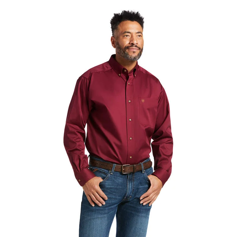 Stylish Fit Ariat Solid Twill Burgundy Classic Fit Shirt
