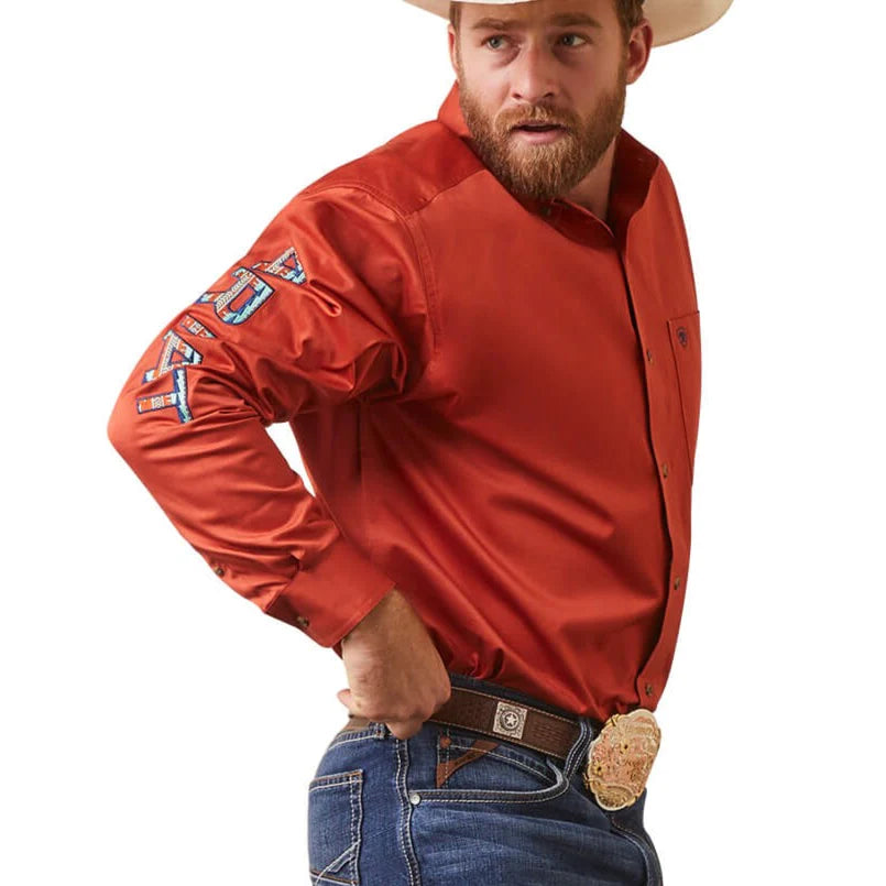 Integrated Design Ariat Men's Team Logo Twill Easy Tiger Orange Button Up Shirt