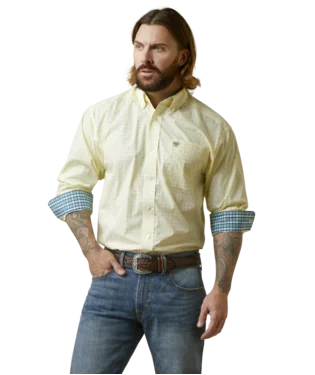Elegant Style Ariat Yellow Wrinkle Free Cade Classic Fit Shirt