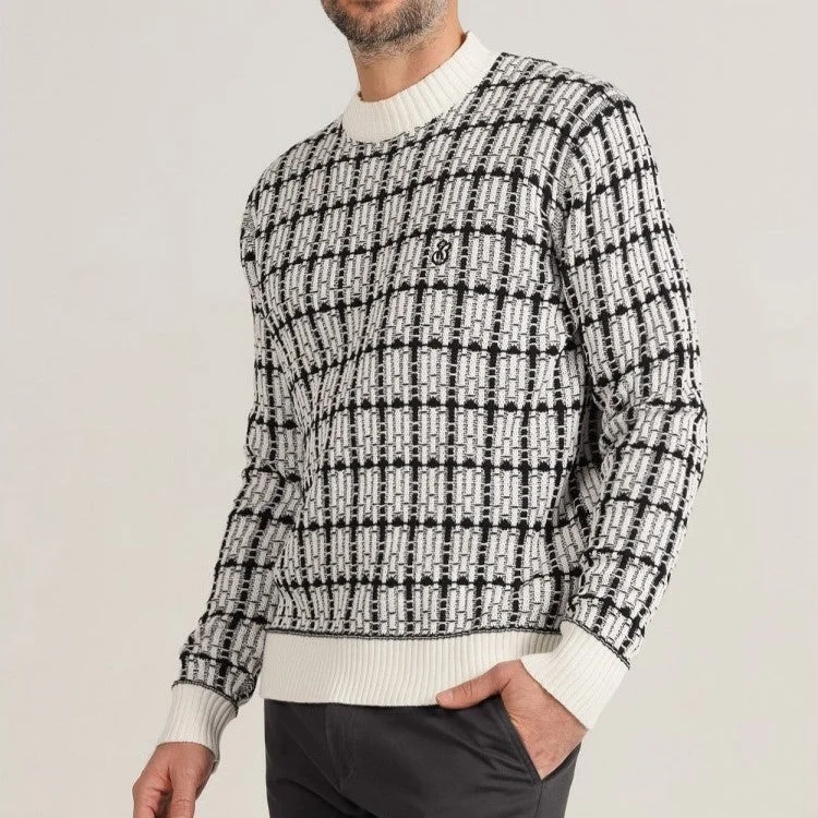 Mid-length Style Bendorff mock-neck pullover sweater white/black