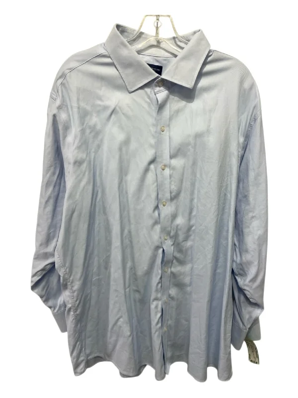 Charles Tyrwhitt Size Est L Light blue Cotton Blend Solid Long Sleeve Shirt