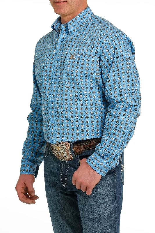 Retro Prints CINCH BLUE PRINT LONG SLEEVE SHIRT