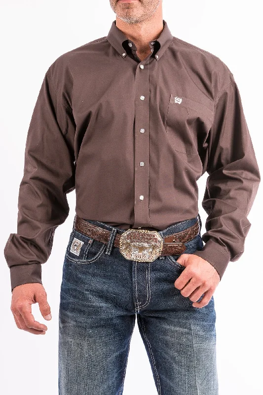 Versatile Itinerary CINCH MEN'S SOLID BROWN BUTTON DOWN WESTERN SHIRT