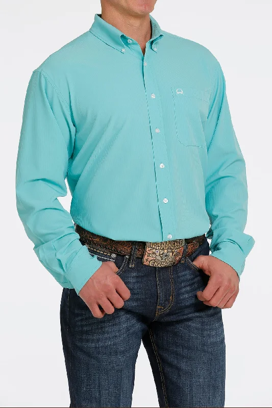 Trendy Dresses CINCH MEN'S SOLID LONG SLEEVE ARENAFLEX TURQUOISE SHIRT