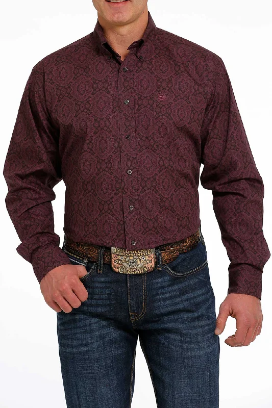 Trendy Comfort Wear CINCH PAISLEY PRINT BROWN / PURPLE LONGSLEEVE
