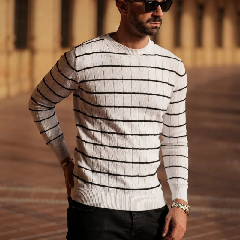 Unique Design Donato Rayas lightweight cotton sweater white/black