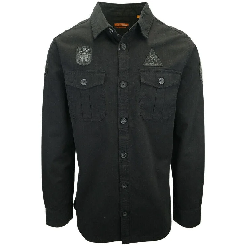 Cozy Street Style Emilio Adani Men's Black Constellation L/S Shirt (S02)