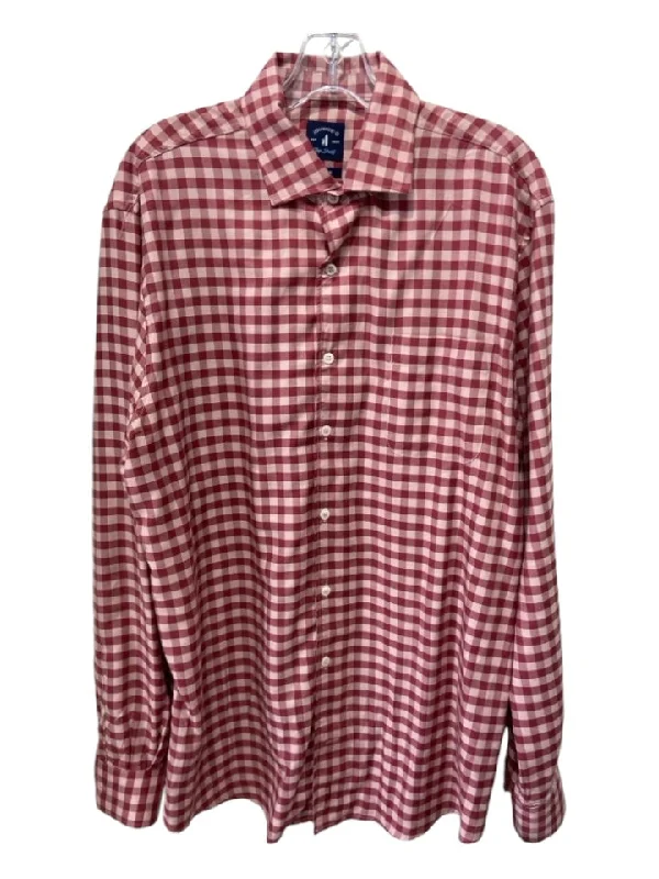 Johnnie O Size L Red Cotton Blend Plaid Flannel Button Down Long Sleeve Shirt