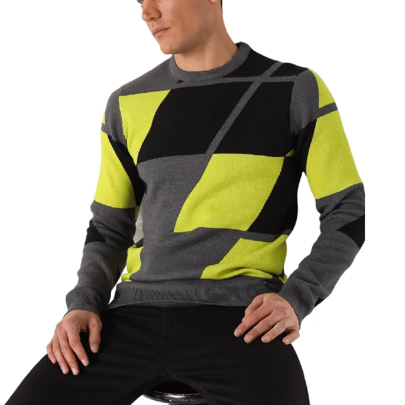 Minimal Style Lois abstract color block sweater grey/lime
