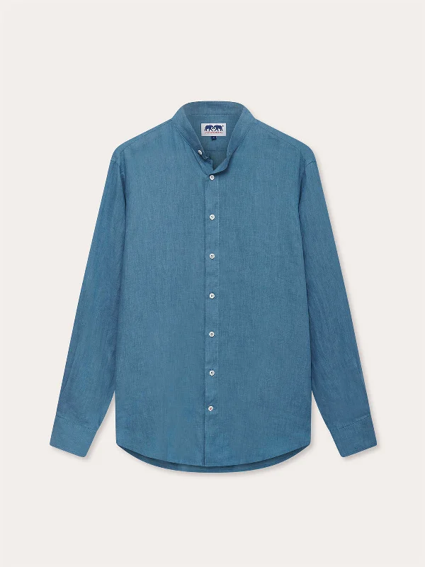 Classic Style Men's Elephant Palace Blue Maycock Linen Shirt