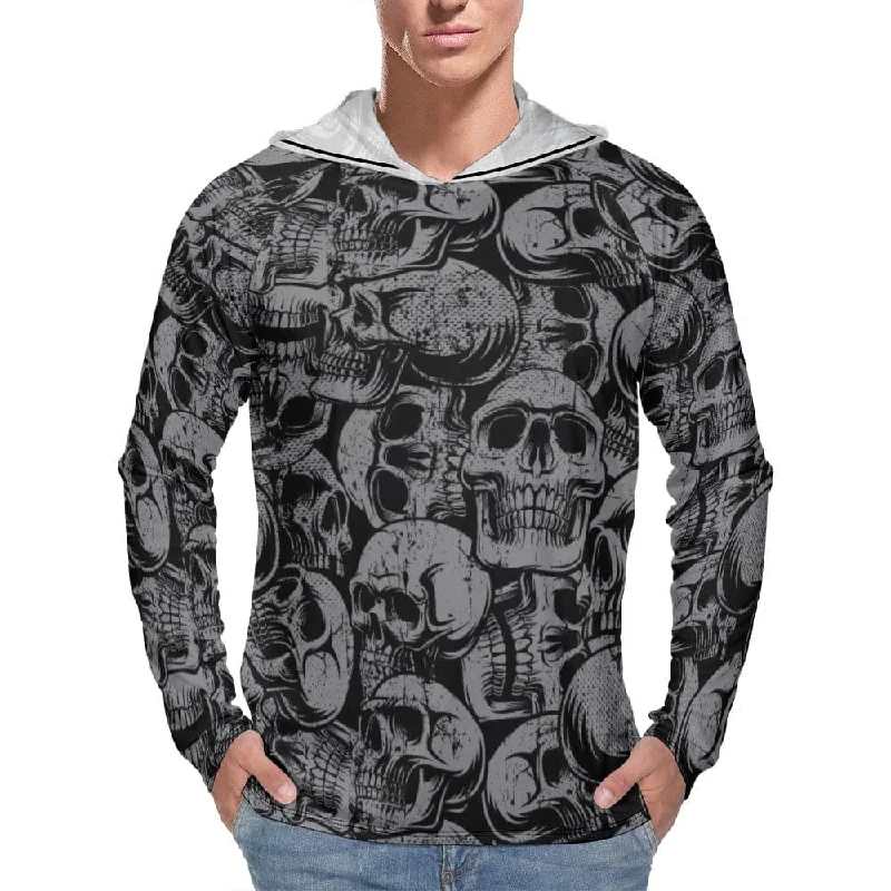 Men's Black Skulls Hoodie Long Sleeve