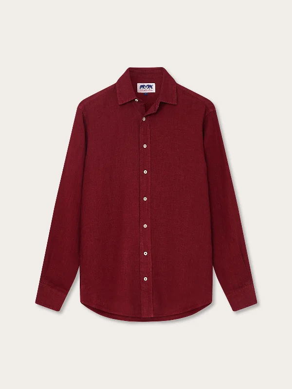 Sports Fashion Men's Burgundy Abaco Linen Shirt
