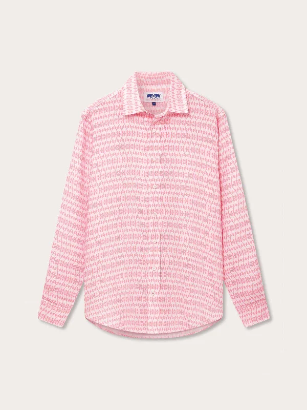 British Fashion Men's Camel Mirage Pink Abaco Linen Shirt