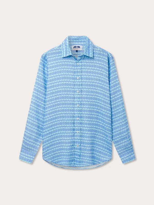 European And American Style Men's Camel Mirage Sky Abaco Linen Shirt
