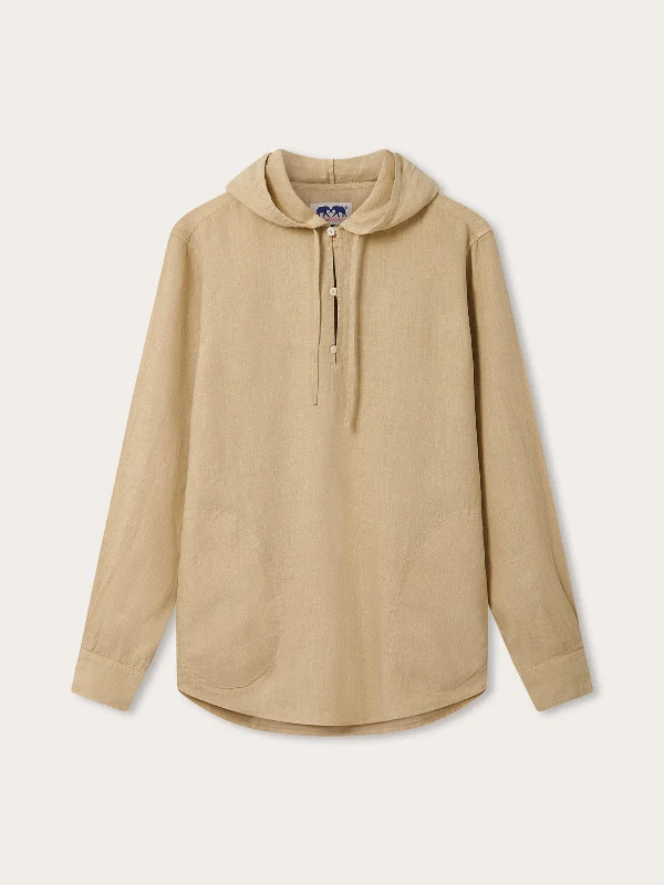 Embroidered Letters Men's Coconut Windermere Linen Long Sleeve Hoodie