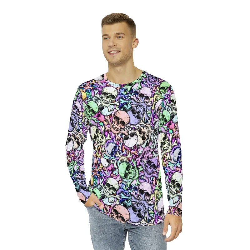 Men's Colorful Lots of Skulls Long Sleeve Top