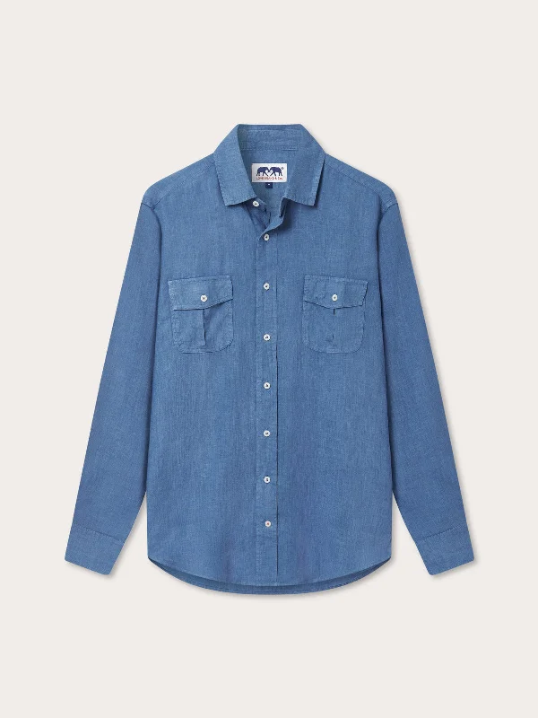 Minimalism Men's Deep Blue Andros Linen Shirt