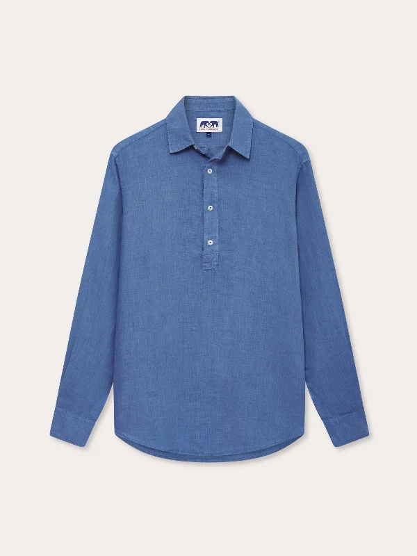 High Street Design Men's Deep Blue Hoffman Linen Shirt