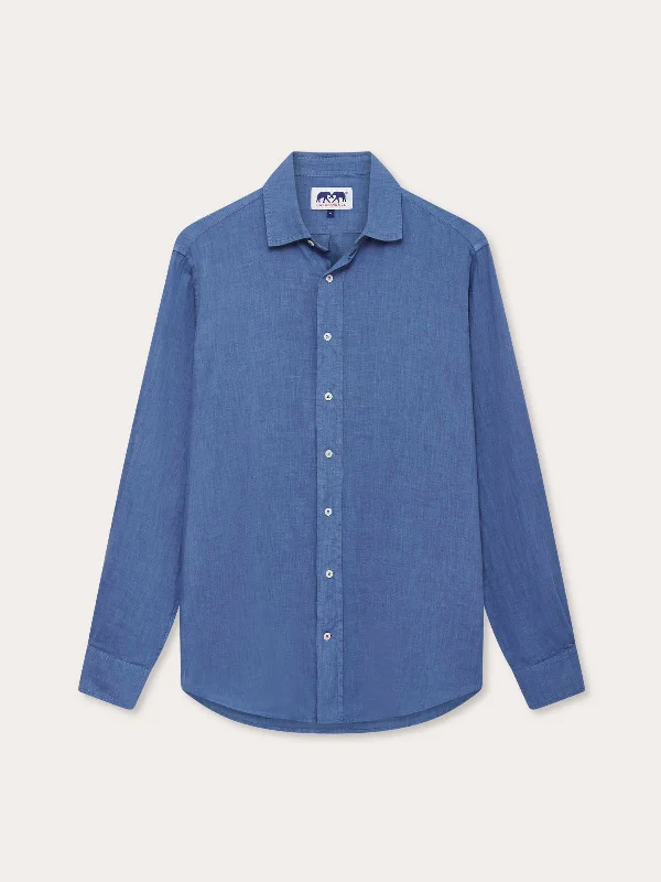 Comfortable Fashion Men's Deep Blue Abaco Linen Shirt