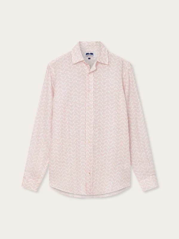 Urban Sense Men's Elephant Palace Pink Abaco Linen Shirt