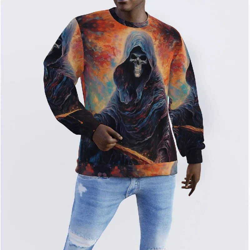 Men's Hooded Grim Reaper Long Sleeve Sweater