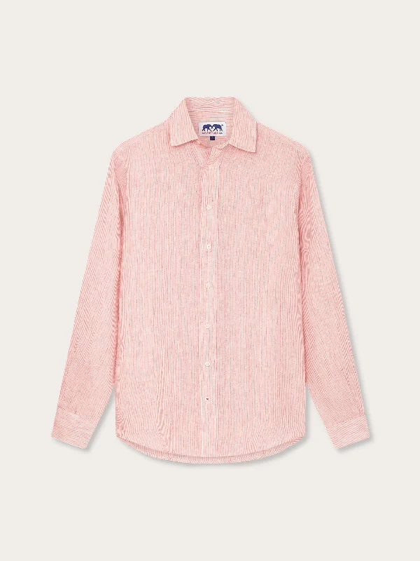 Classic And Versatile Men's Red Lines Abaco Linen Shirt