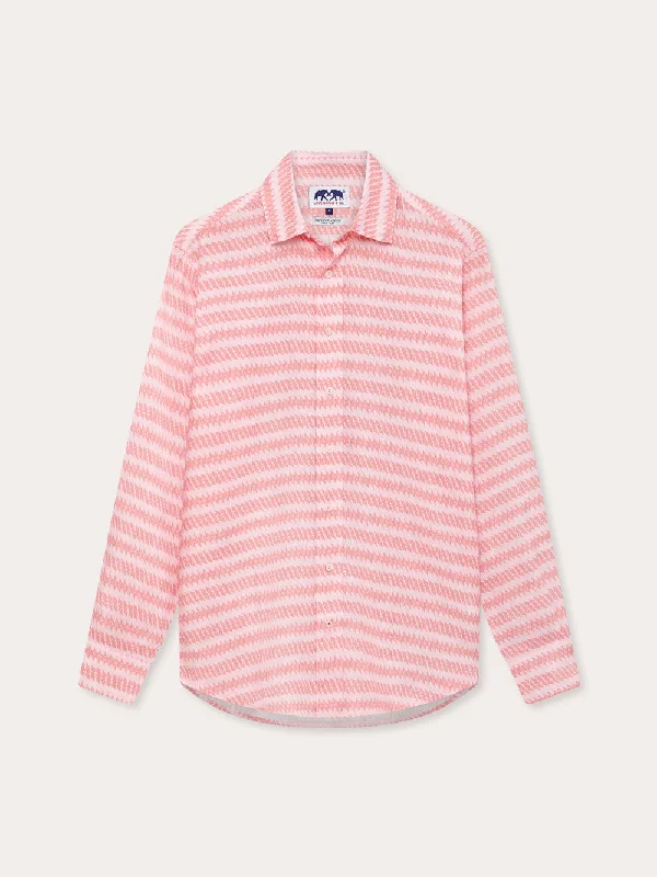 Simple And Comfortable Men's Roseate Spoonbill Abaco Linen Shirt