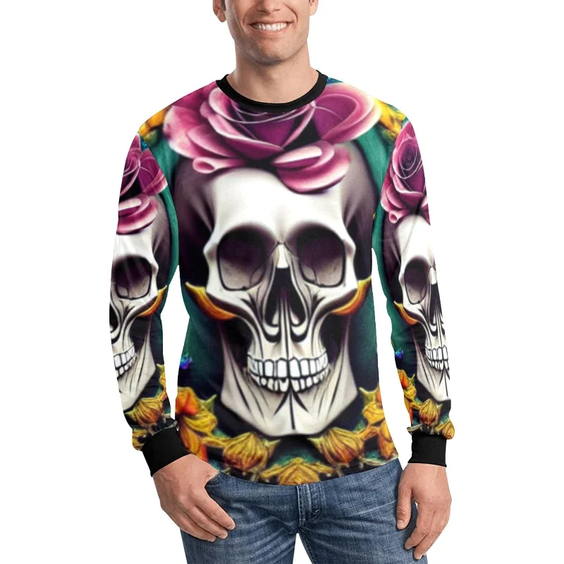 Men's Skull Face Long Sleeve Top