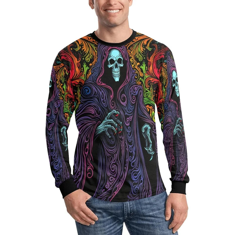 Men's Vibrant Colors Grim Reaper Long Sleeve T-shirt