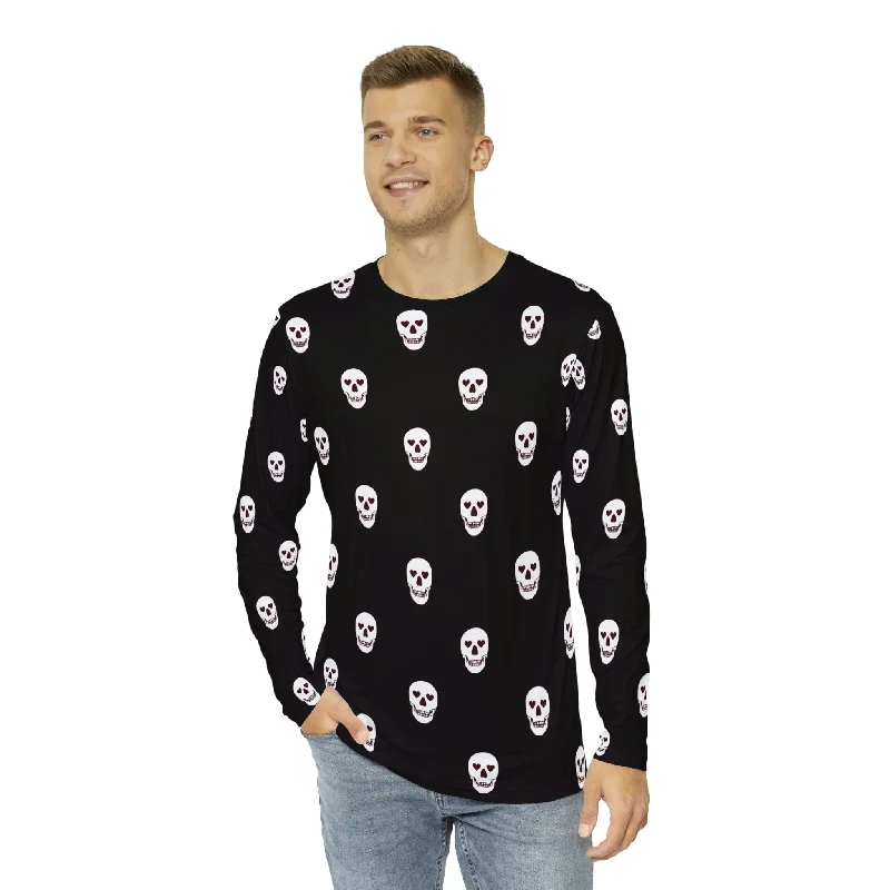 Men's White Skulls Long Sleeve Shirt