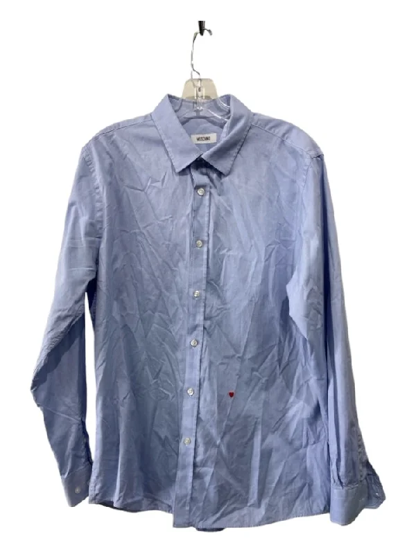 Moschino Size 17 Light blue Cotton Solid Oxford Button Down Long Sleeve Shirt