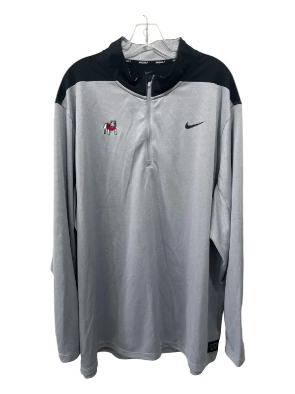 Nike Size 3XL Gray Synthetic Solid Quarter Zip Men's Long Sleeve Shirt