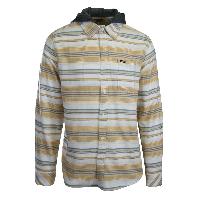 Relaxed Tops O'Neill Men's Cream Flannel Shirt Redmond Hooded Horizontal Striped (S19)