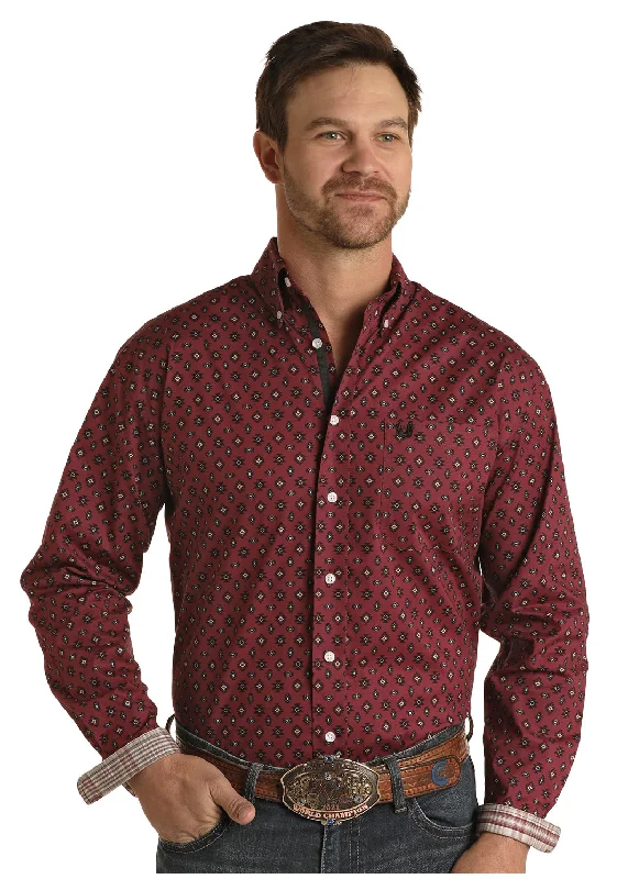 Comfortable Lifestyle PANHANDLE BURGUNDY AZTEC PRINT SHIRT