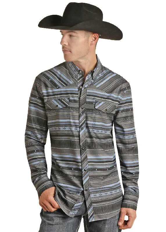 Comfortable Tops PANHANDLE CHARCOAL TEKWESTERN SNAP SHIRT