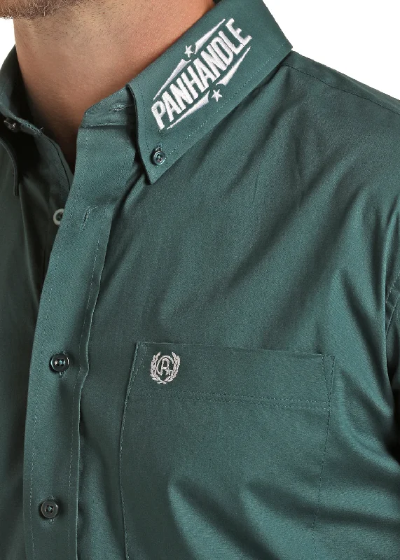 Simple Chic PANHANDLE LOGO SOLID STRETCH POPLIN SHIRT