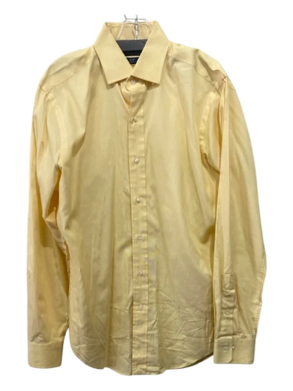 Polo Size 15.5 Yellow Cotton Blend Solid Button Down Men's Long Sleeve Shirt