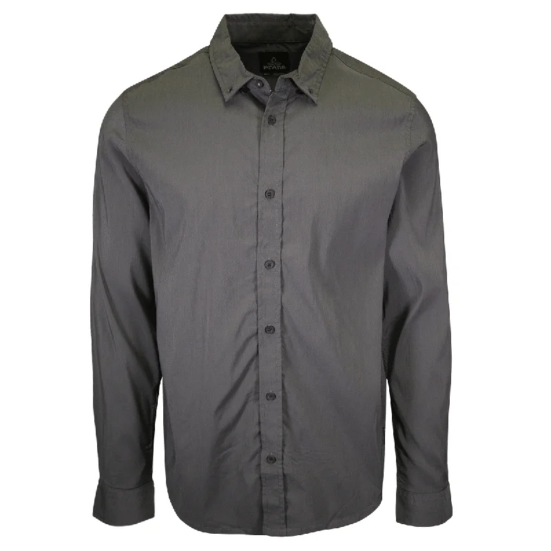 Soft Fabric Looks prAna Men's Dark Grey Solid L/S Woven Shirt (S66)