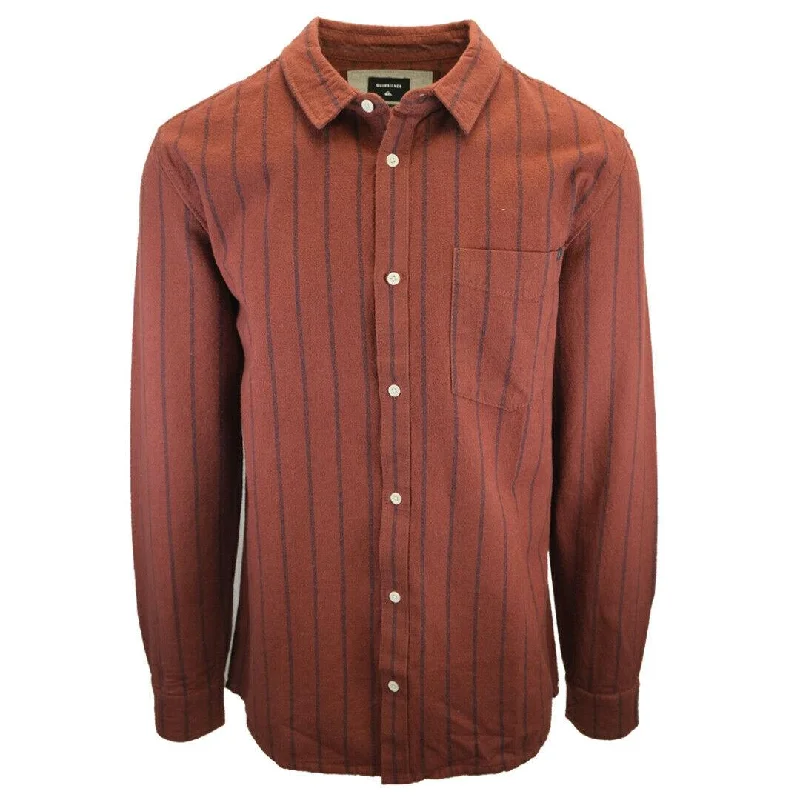 Chic Comfort Wear Quiksilver Men's Maroon Navy Striped L/S Flannel Shirt (S12)