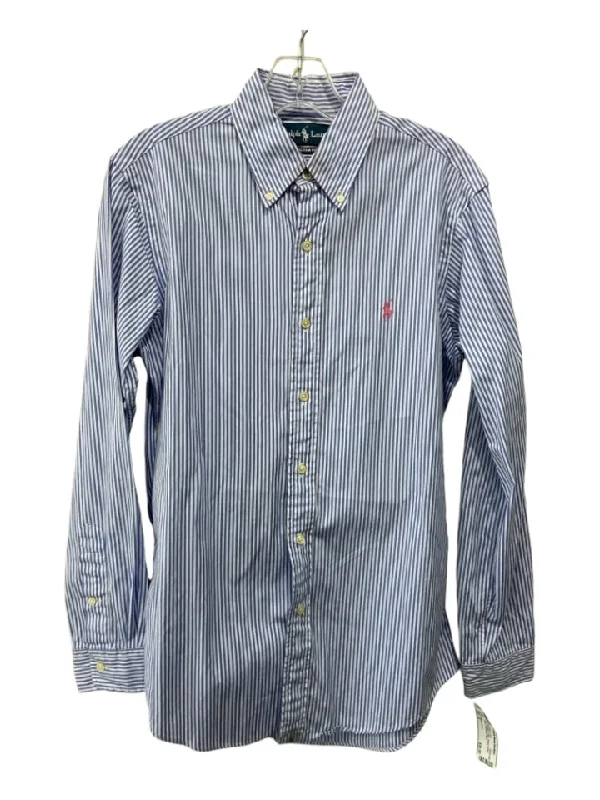 Ralph Lauren Size S Blue & White Cotton Striped Button Down Long Sleeve Shirt