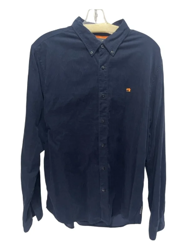 Scotch & Soda Size XL Navy Cotton Blend Cordouroy Button Down Long Sleeve Shirt