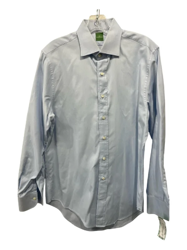 Sid Mashburn Size Est M Light blue Cotton Solid Spread Collar Long Sleeve Shirt