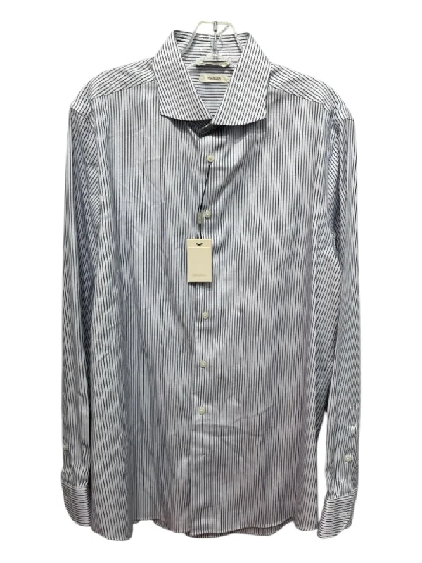 Suitsupply NWT Size 16.5 Blue & White Cotton Blend Striped Long Sleeve Shirt