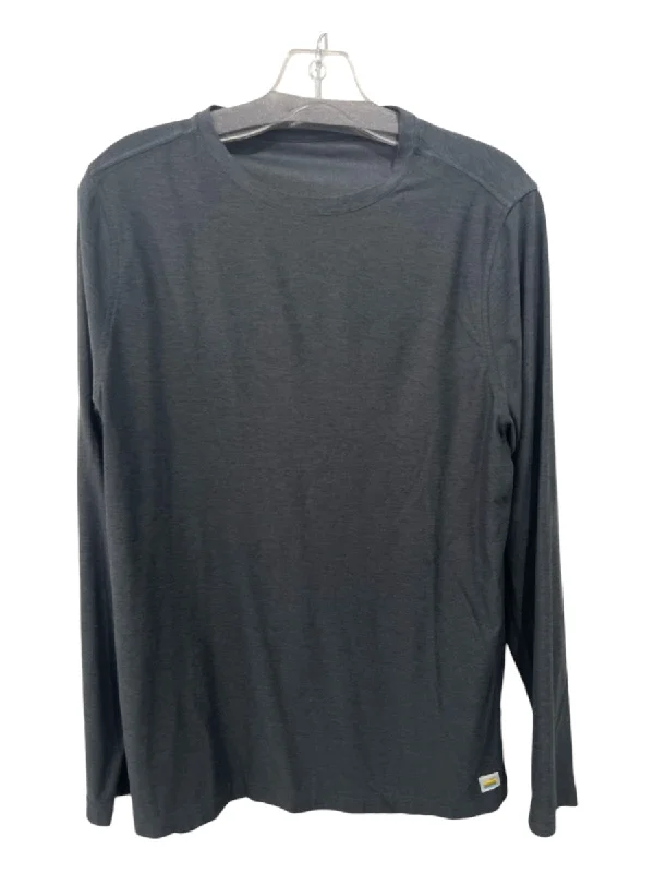 Vuori Size Est S Dark Gray Synthetic Solid Athleisure Men's Long Sleeve Shirt