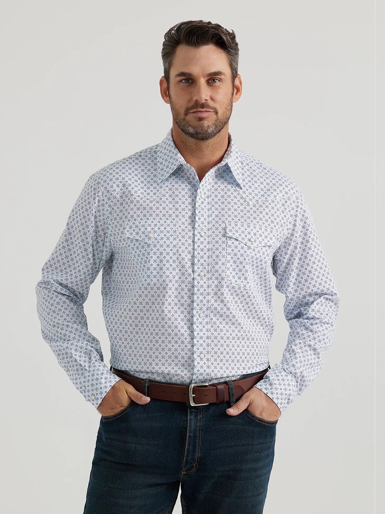 Wearable At Home Or Out WRANGLER 20X® COMPETITION BLUE VIBES LONG SLEEVE SNAP SHIRT