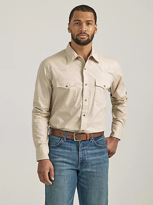 High-end Design WRANGLER 20X COMPETITION SANDY CHAIN LONG SLEEVE SNAP SHIRT