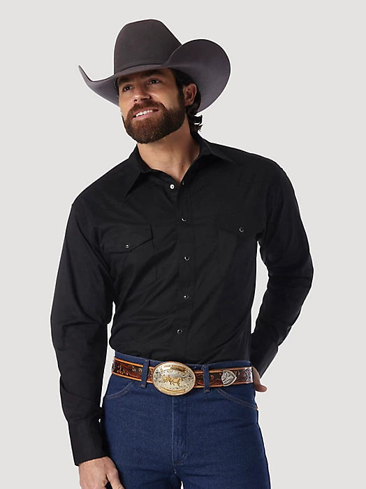 Light Fit WRANGLER BLACK TWILL LONG SLEEVE SHIRT