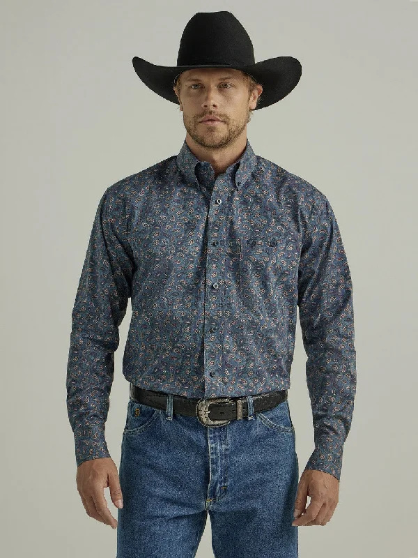 Carefree WRANGLER GEORGE STRAIT BLUE PAISLY MENS SHIRT